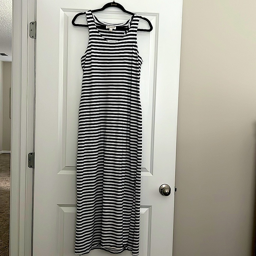 Sail To Sable Blue & White Maxi Dress
